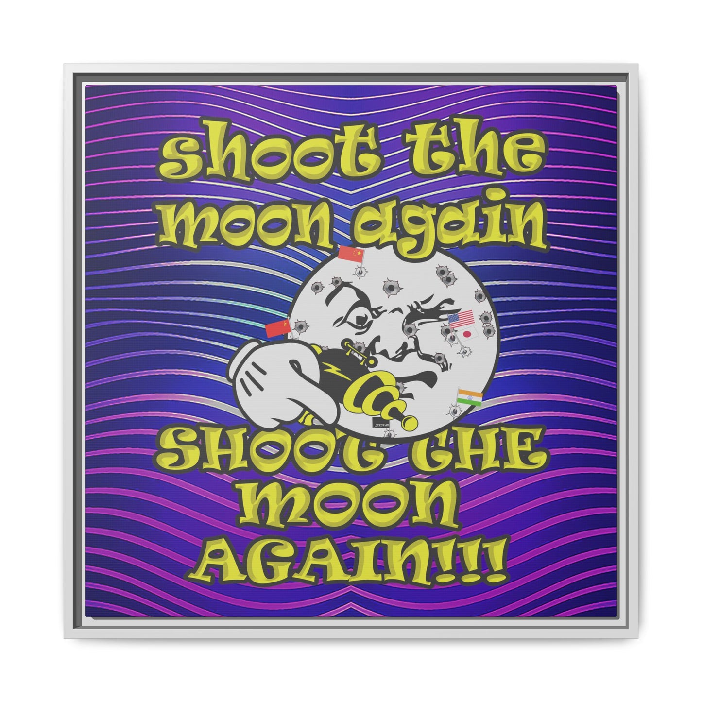 shoot the moon again - framed canvas art (purple wave)