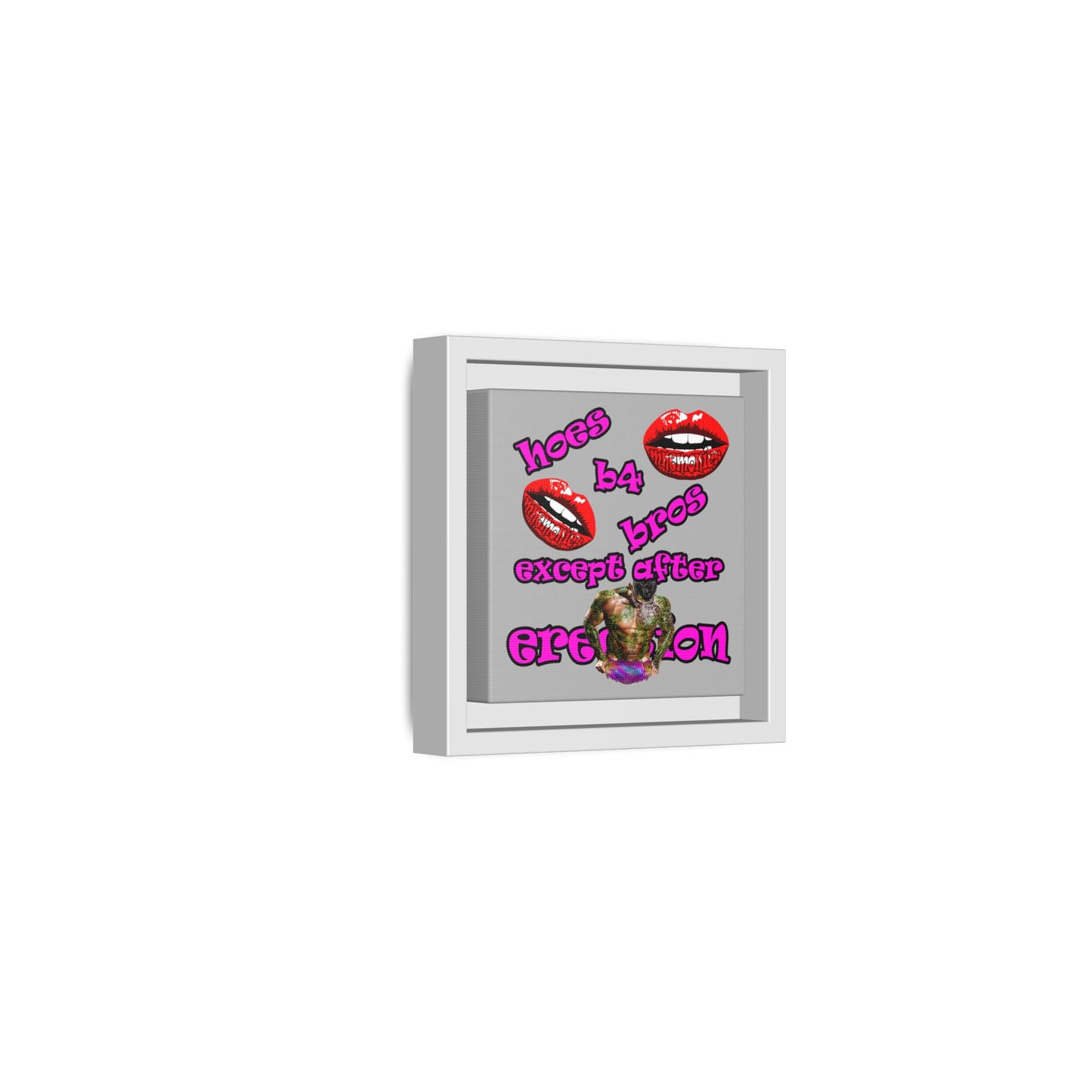 hoes b4 bros - framed canvas art (light grey)