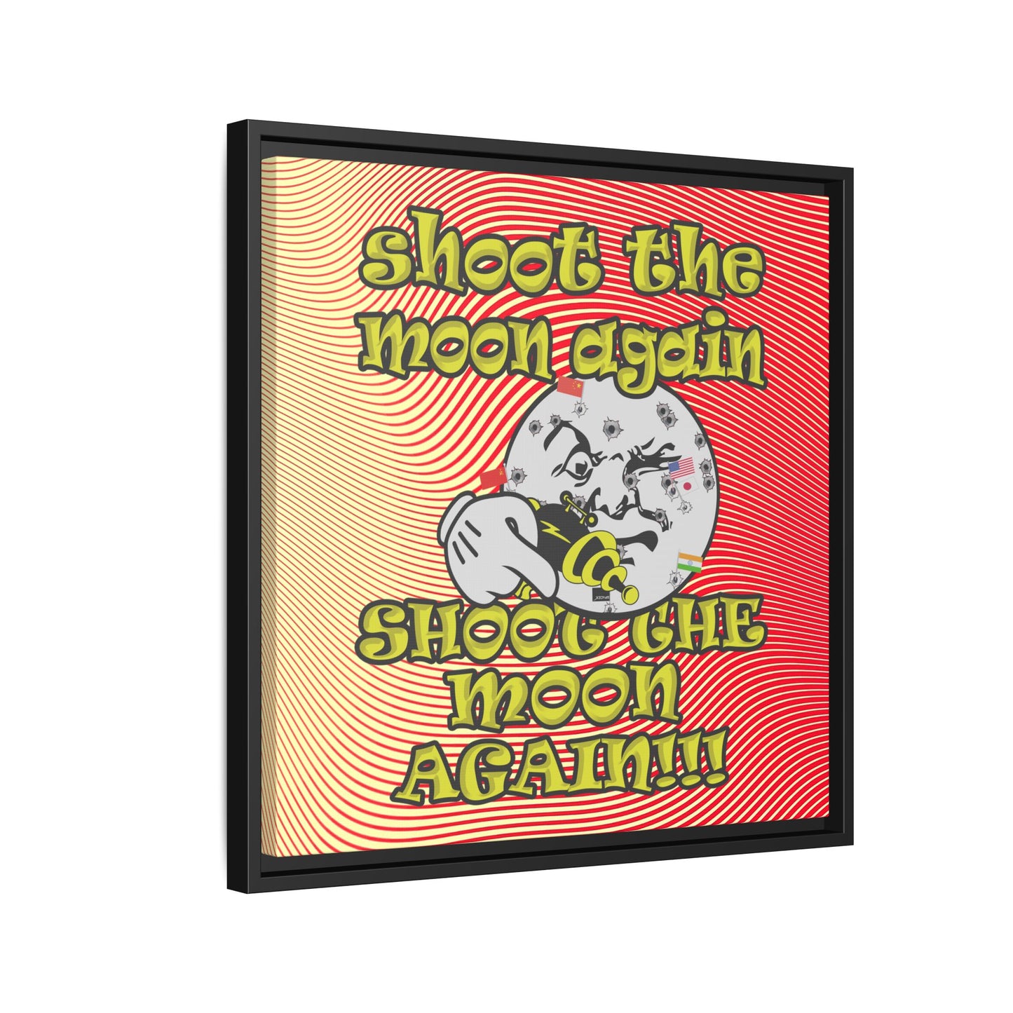 shoot the moon again - framed canvas art (yellow-orange wave)