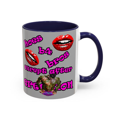 hoes b4 bros - Accent Mug (light grey)