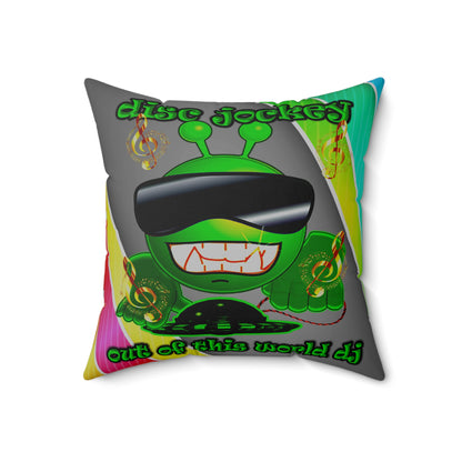 disc jockey - Spun Polyester Square Pillow - (rainbow split)
