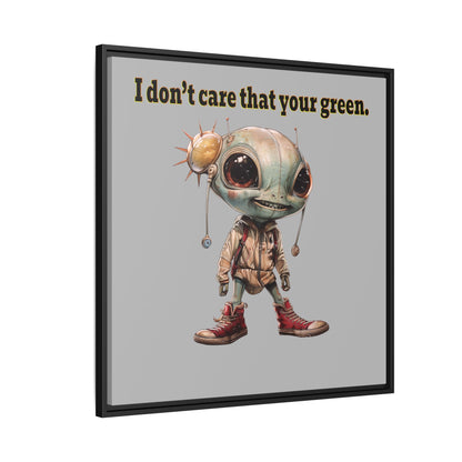 I don't care that your green - framed canvas art (light grey)