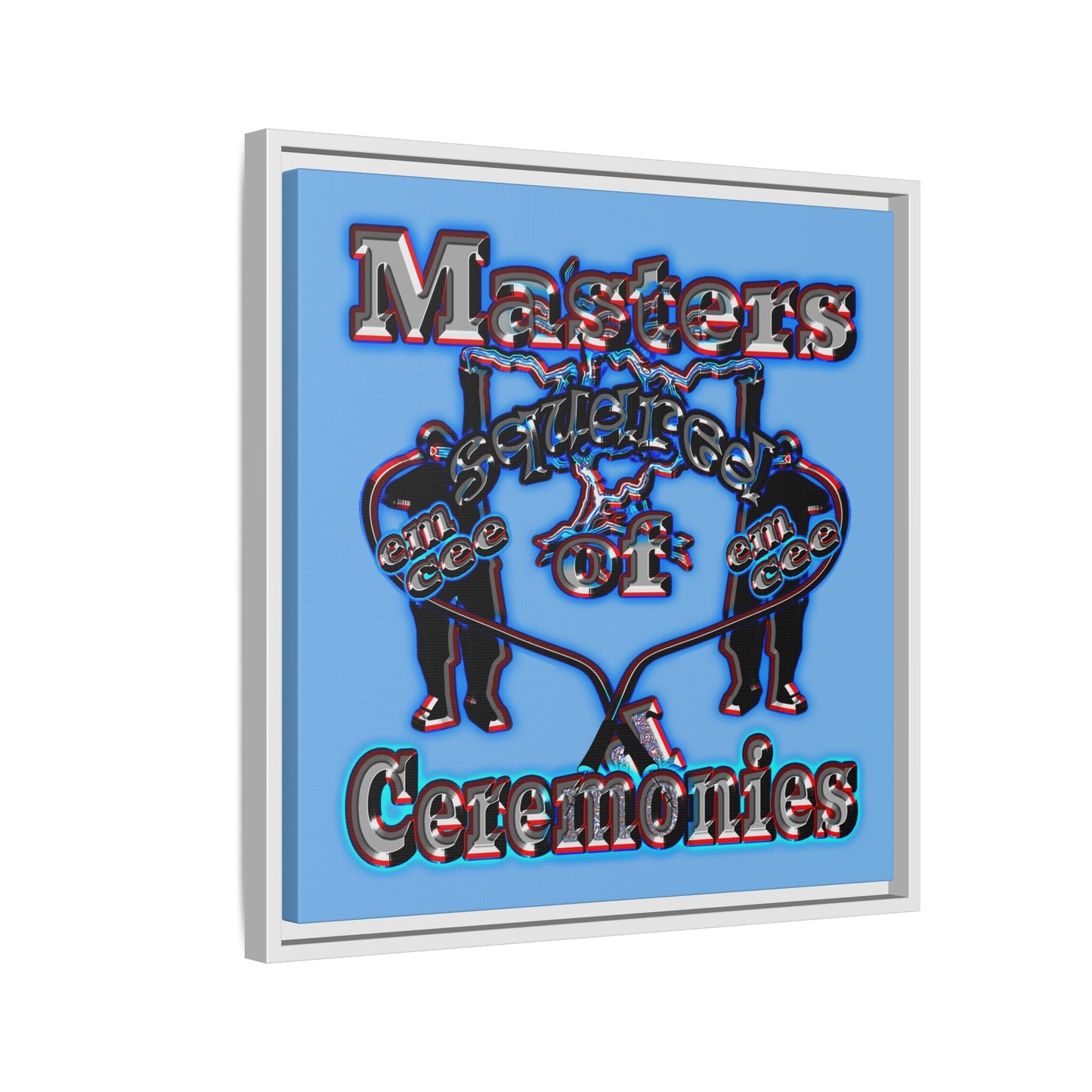 em cee squared - framed canvas art (light blue)