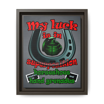 my luck - framed canvas art (grey-light grey)