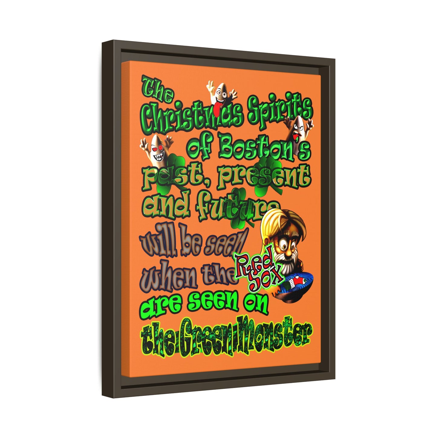 christmas spirits of boston - framed canvas art (crusta)