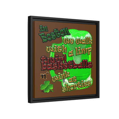 celtics logo - framed canvas art (brown)