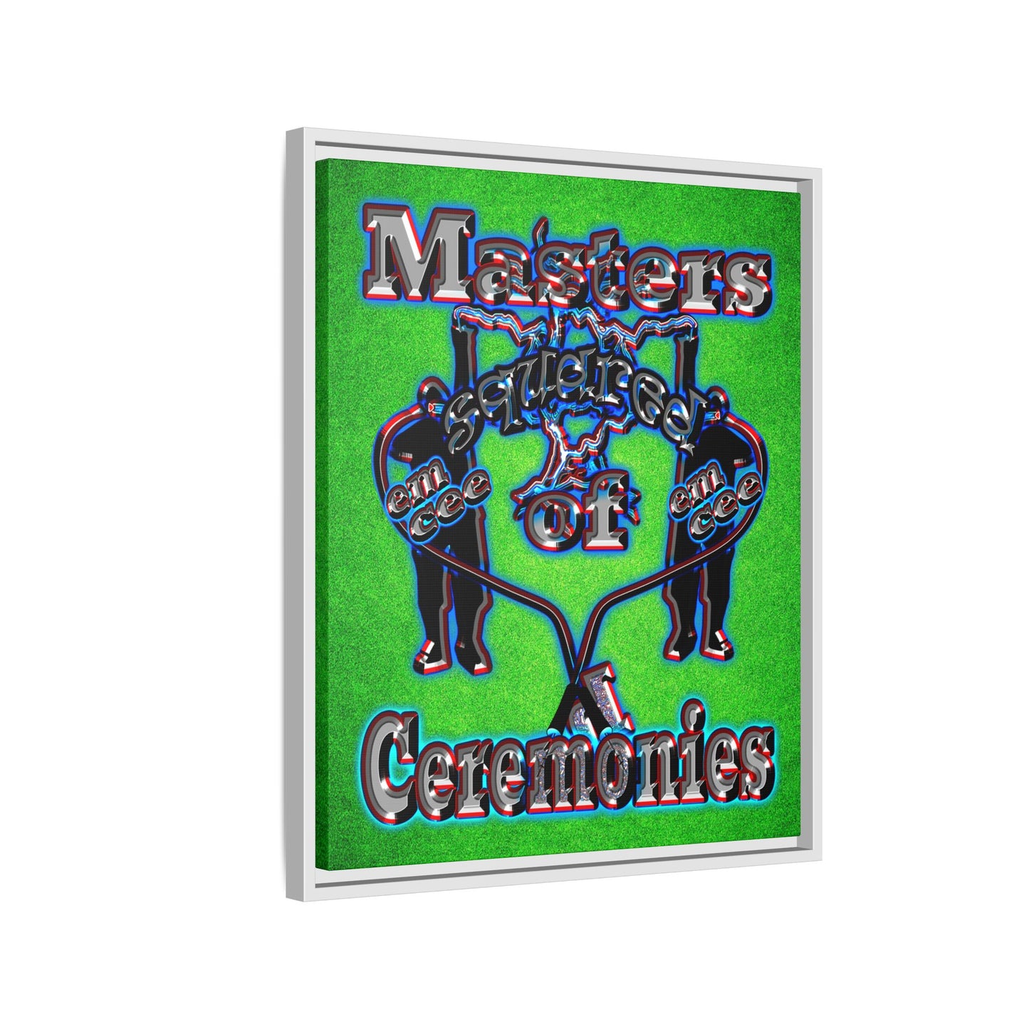 em cee squared - framed canvas art (green turf)
