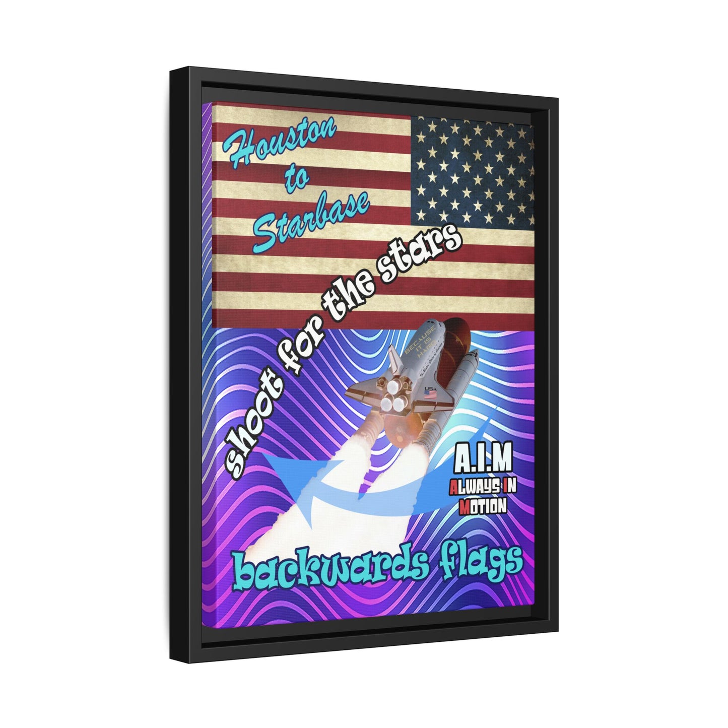 shoot for the stars - framed canvas art (purple wave)