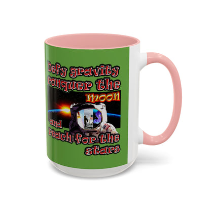 defy conquer reach - Accent Mug (green)