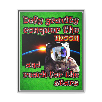 defy conquer reach - framed canvas art (green turf)