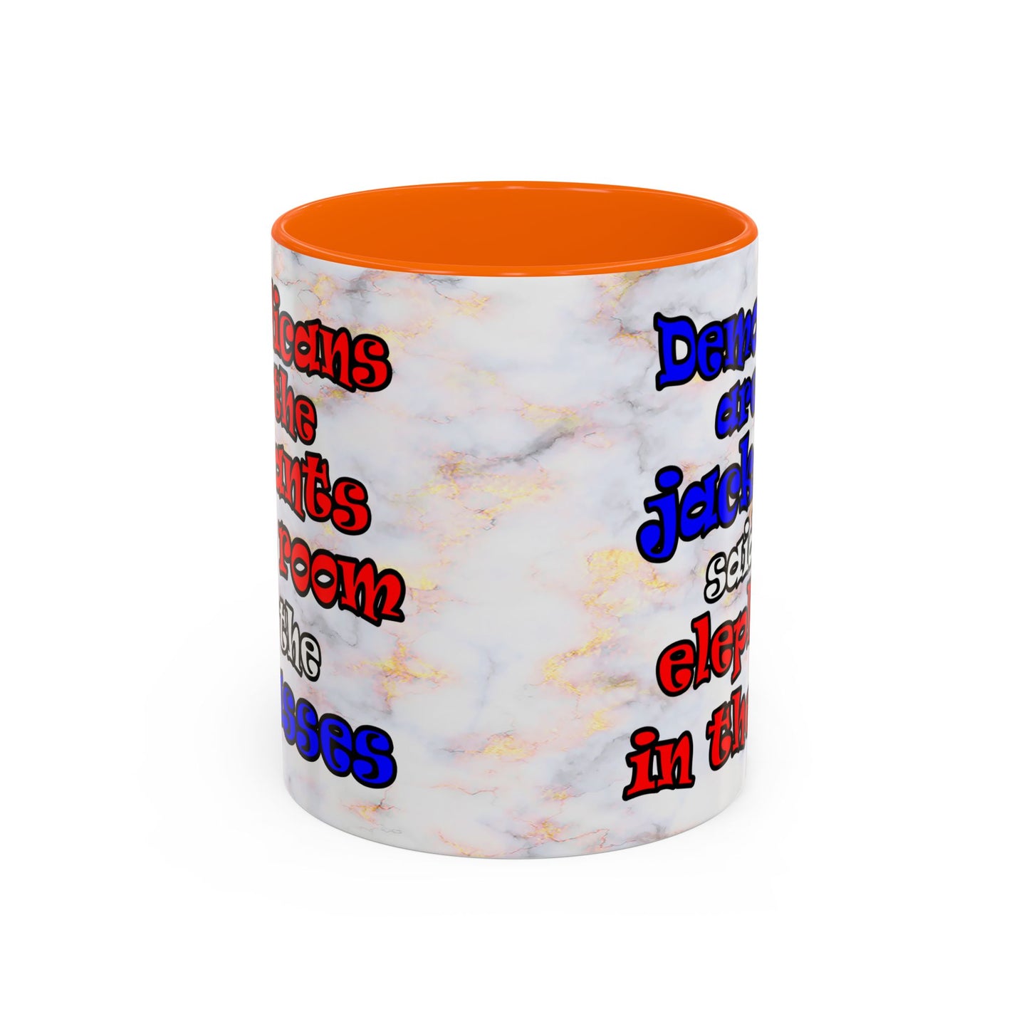 donkeys and elephants - Accent Mug (white marble)