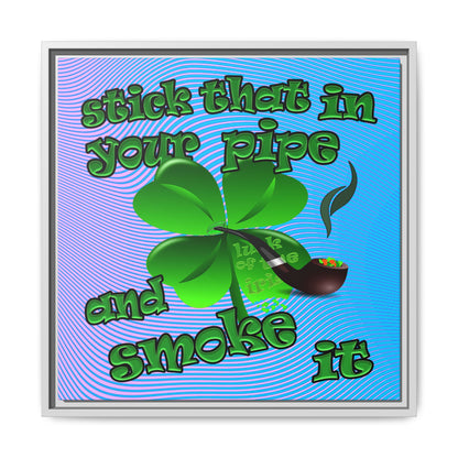 stick that in your pipe and smoke it - framed canvas art (light blue-purple wave)