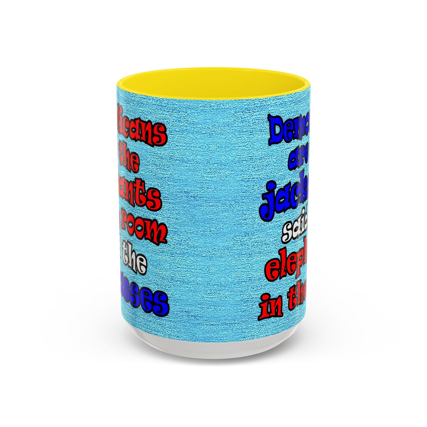 donkeys and elephants - Accent Mug (faded blue)