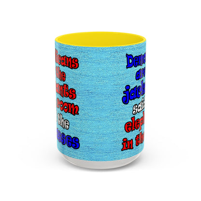 donkeys and elephants - Accent Mug (faded blue)