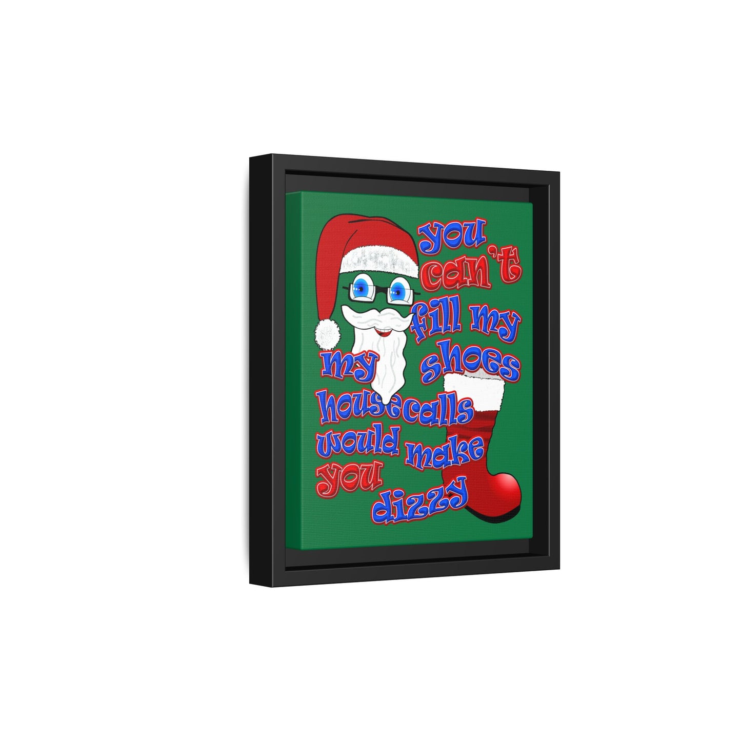 santa's shoes - framed canvas art (dark green)