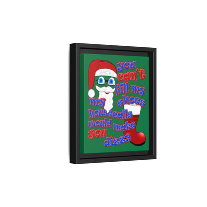 santa's shoes - framed canvas art (dark green)