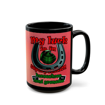 my luck - Black Mug (yellow-orange wave)