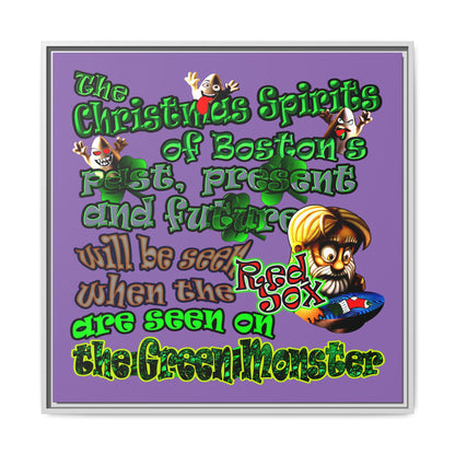 christmas spirits of boston - framed canvas art (light purple)