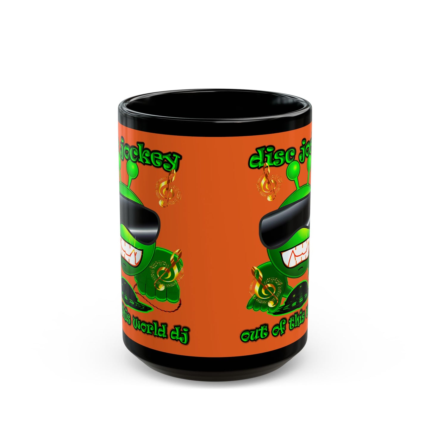 disc jockey - Black Mug (orange)