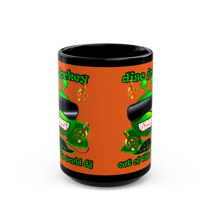 disc jockey - Black Mug (orange)