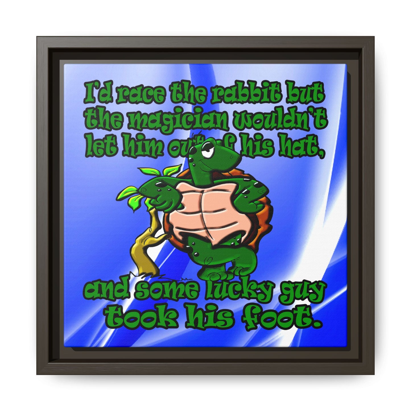 turtle race - framed canvas art (blue-white wave)