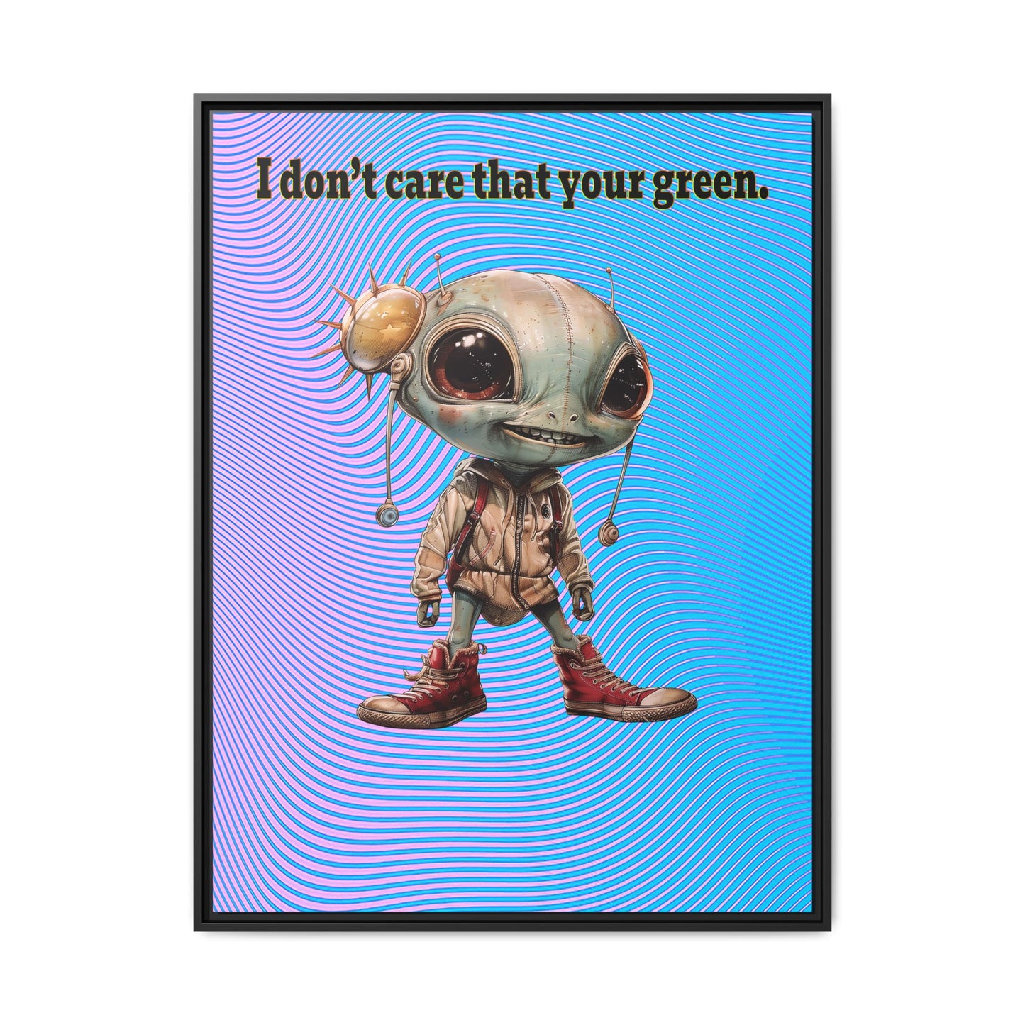 I don't care that your green - framed canvas art (light blue-purple wave)