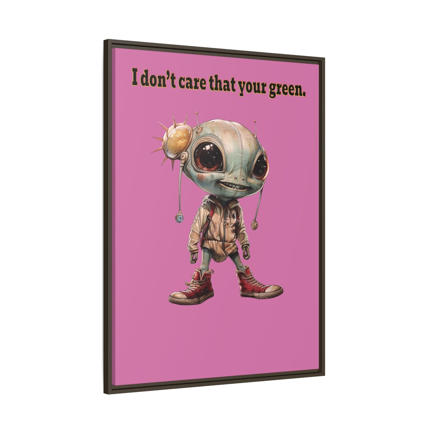 I don't care that your green - framed canvas art (light pink)