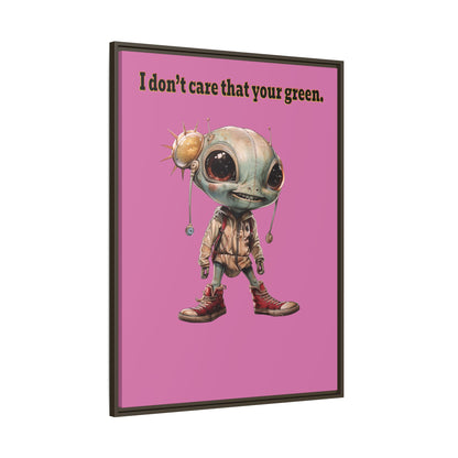 I don't care that your green - framed canvas art (light pink)