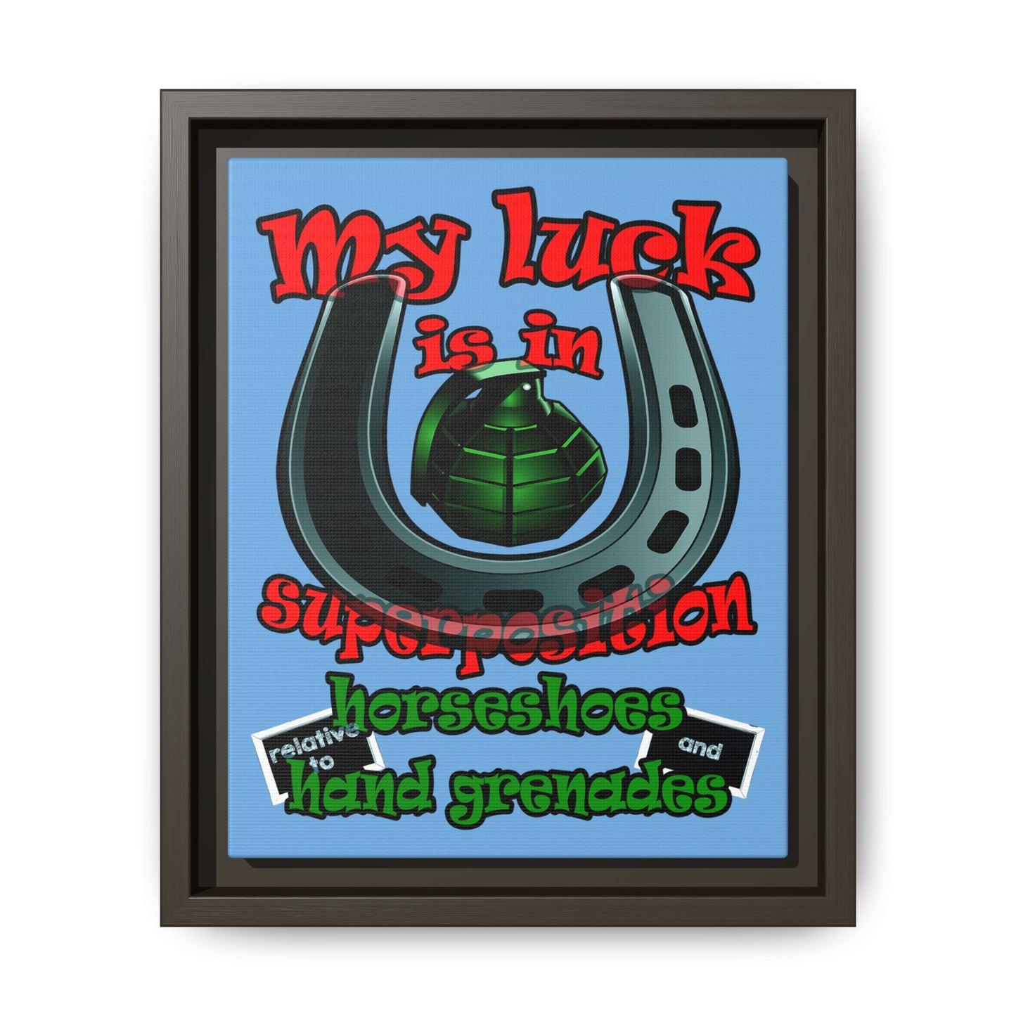 my luck - framed canvas art (light blue)