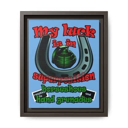 my luck - framed canvas art (light blue)