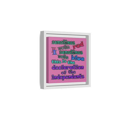 declaration of the independents - framed canvas art (light pink)