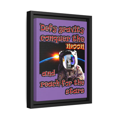 defy conquer reach - framed canvas art (light purple)