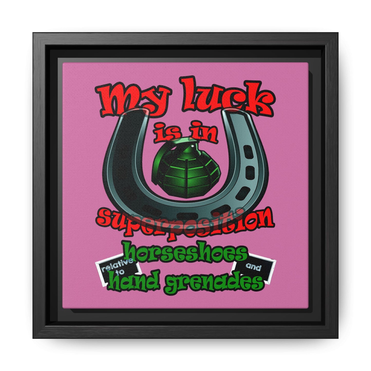 my luck - framed canvas art (light pink)