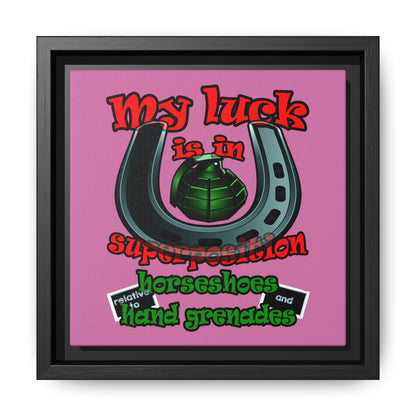 my luck - framed canvas art (light pink)