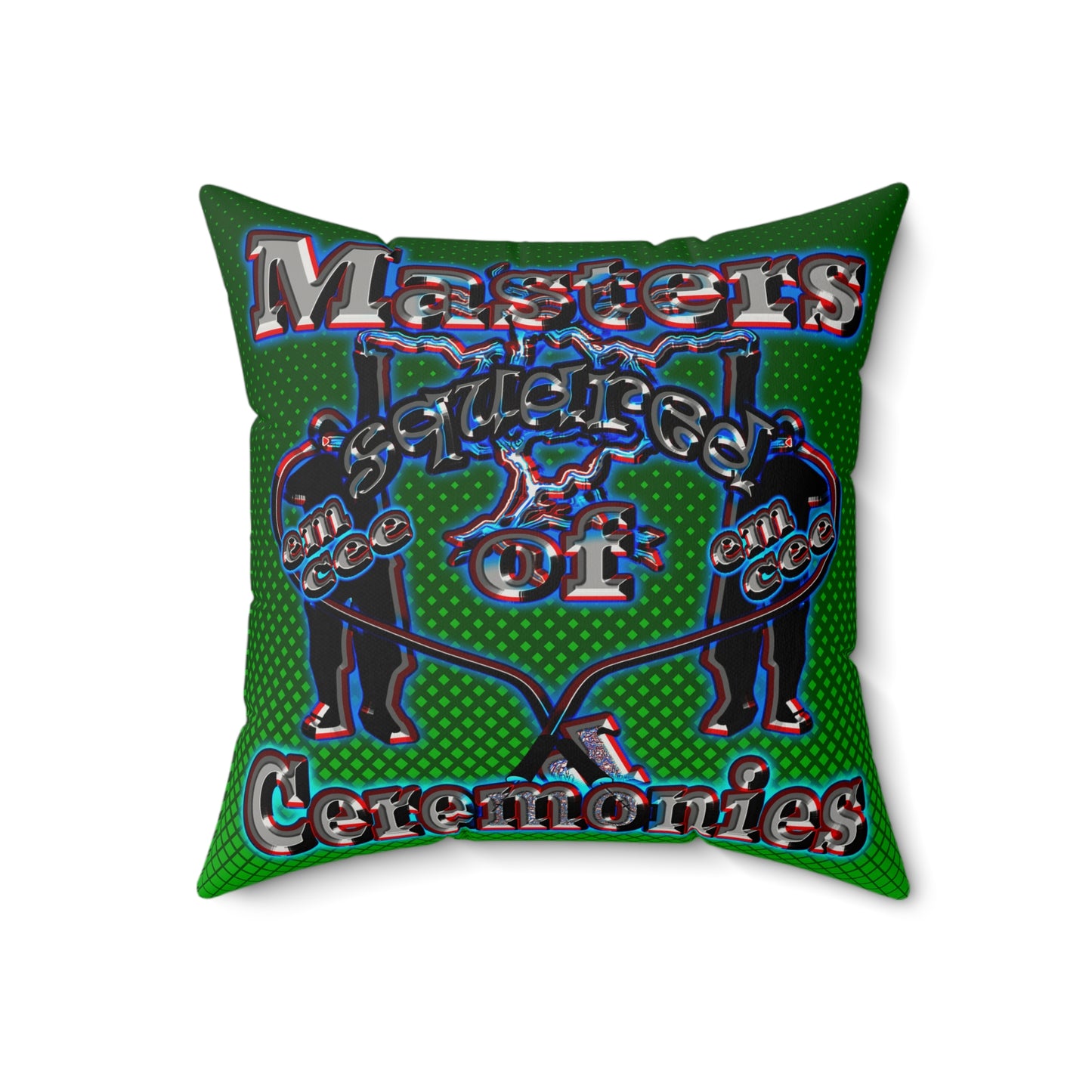 em cee squared - Faux Suede Square Pillow - (logo green)