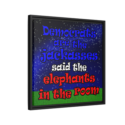 donkeys and elephants - framed canvas art ('snoops' background)