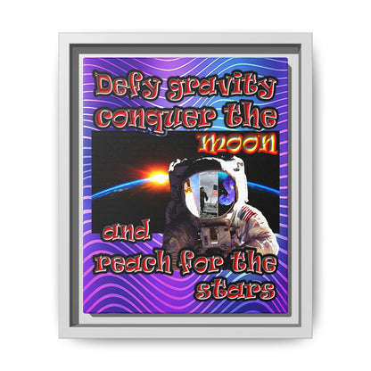 defy conquer reach - framed canvas art (purple wave)