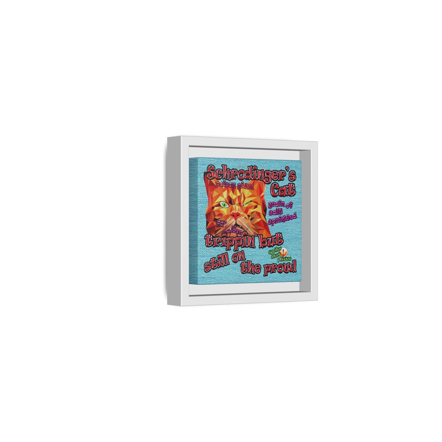 schrodinger's cat - framed canvas art (faded blue)
