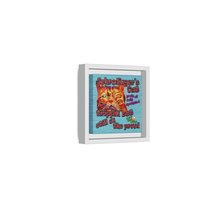 schrodinger's cat - framed canvas art (faded blue)