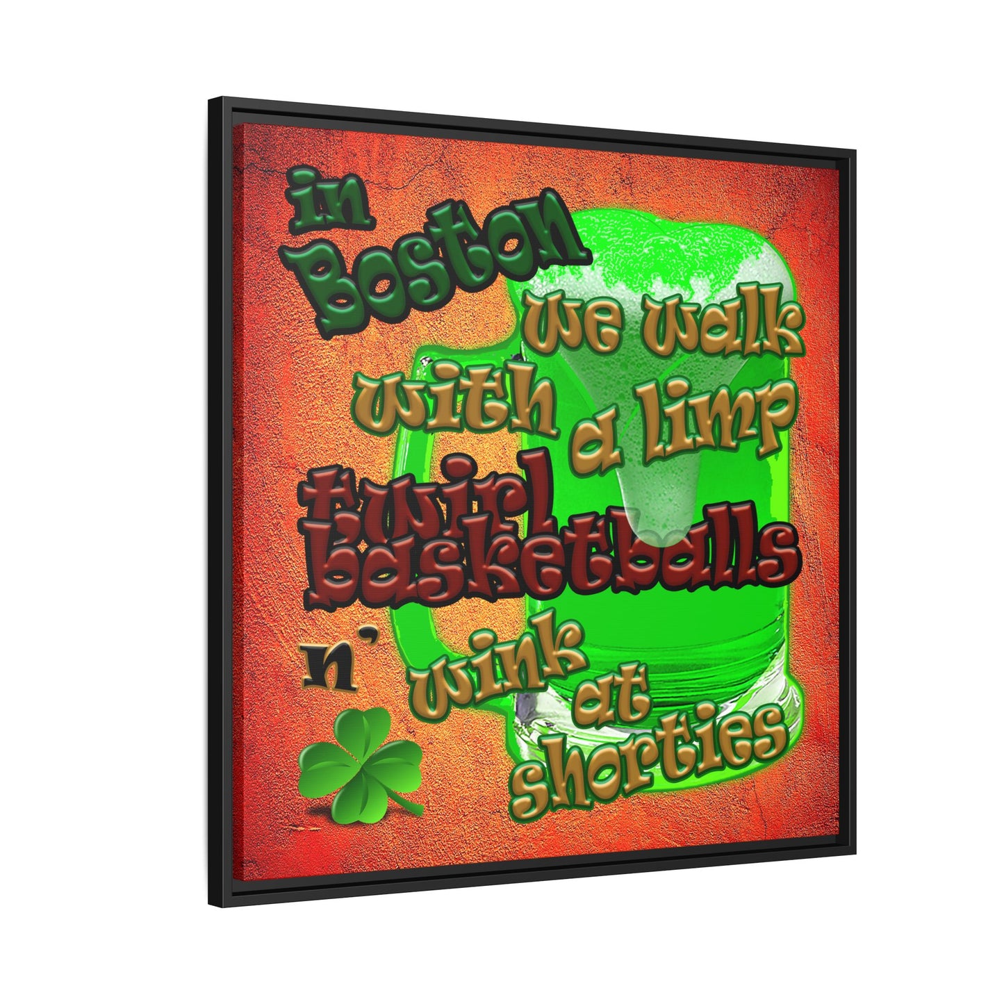 celtics logo - framed canvas art (burnt orange)