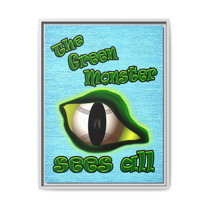 green monster - framed canvas art (faded blue)