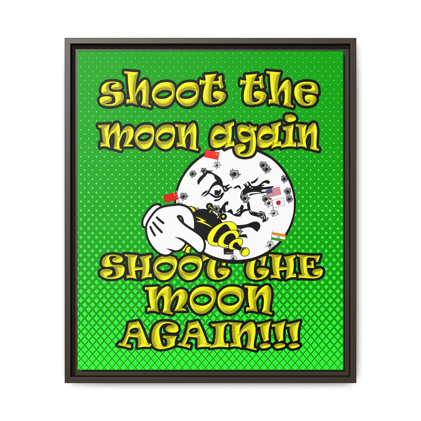 shoot the moon again - framed canvas art (logo green)