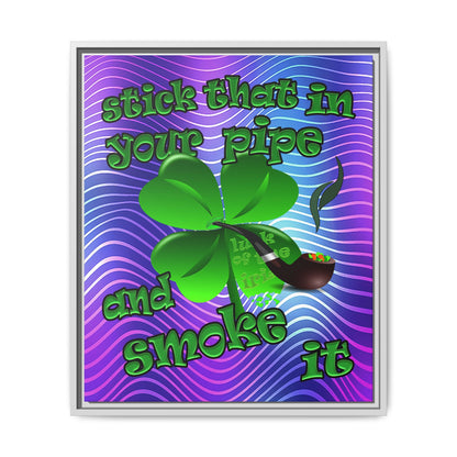 stick that in your pipe and smoke it - framed canvas art (purple wave)