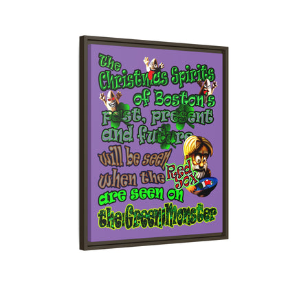 christmas spirits of boston - framed canvas art (light purple)