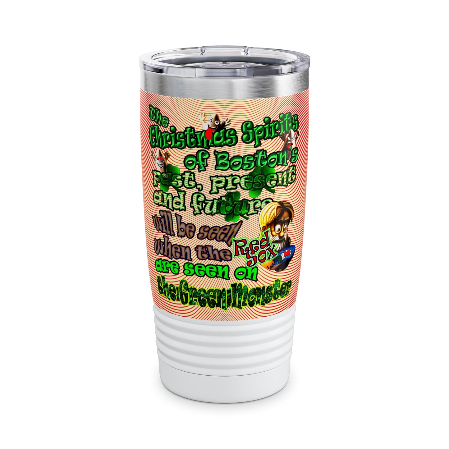 christmas spirits of boston - Ringneck Tumbler, 20oz (yellow-orange wave)