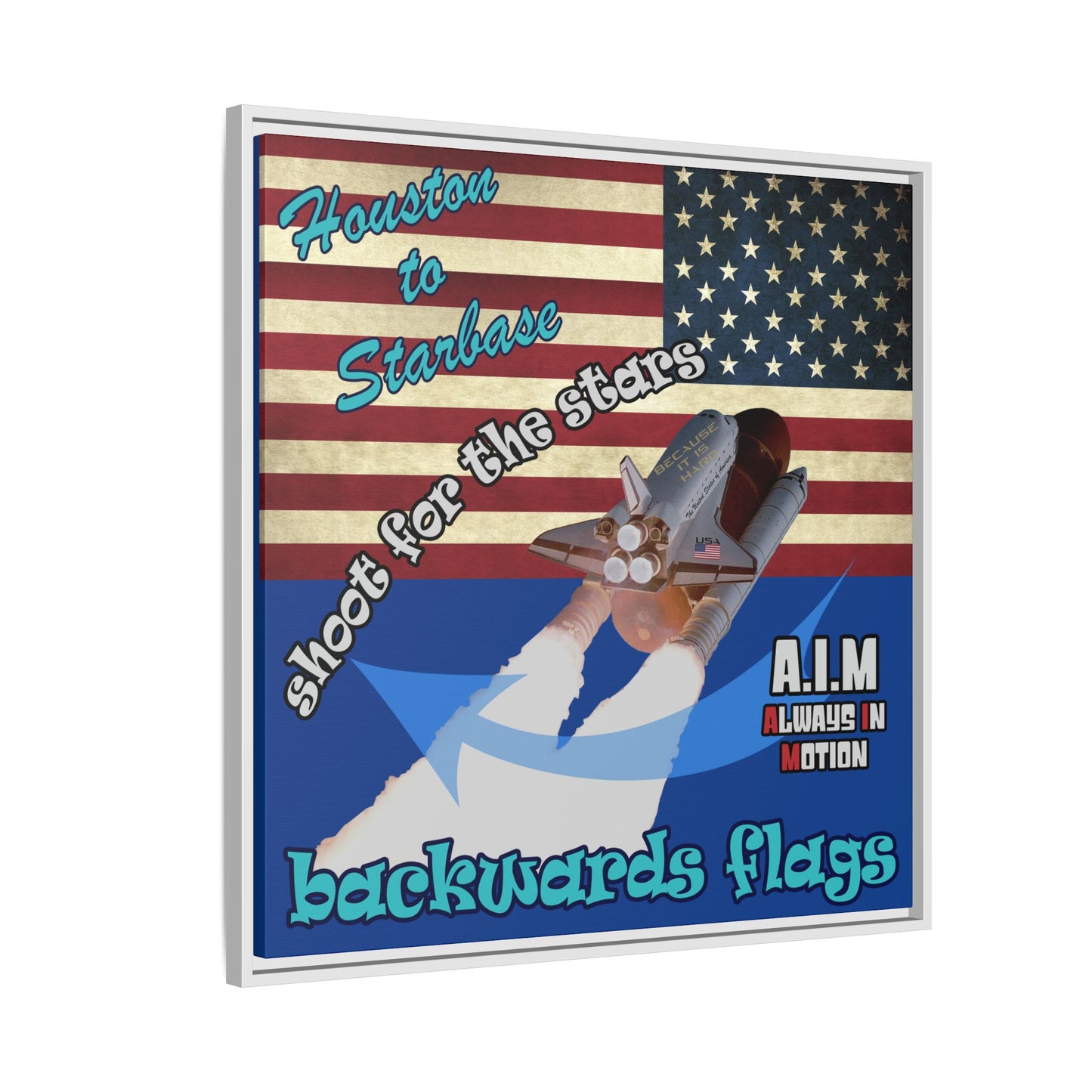 shoot for the stars - framed canvas art (dark blue)