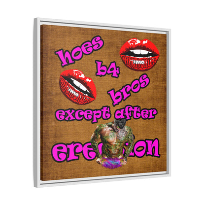 hoes b4 bros - framed canvas art (brown papyrus)