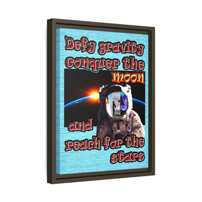 defy conquer reach - framed canvas art (faded blue)