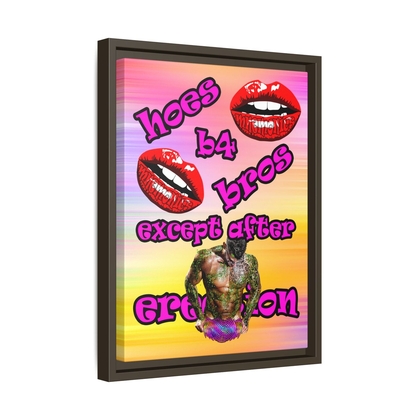 hoes b4 bros - framed canvas art (color blur)