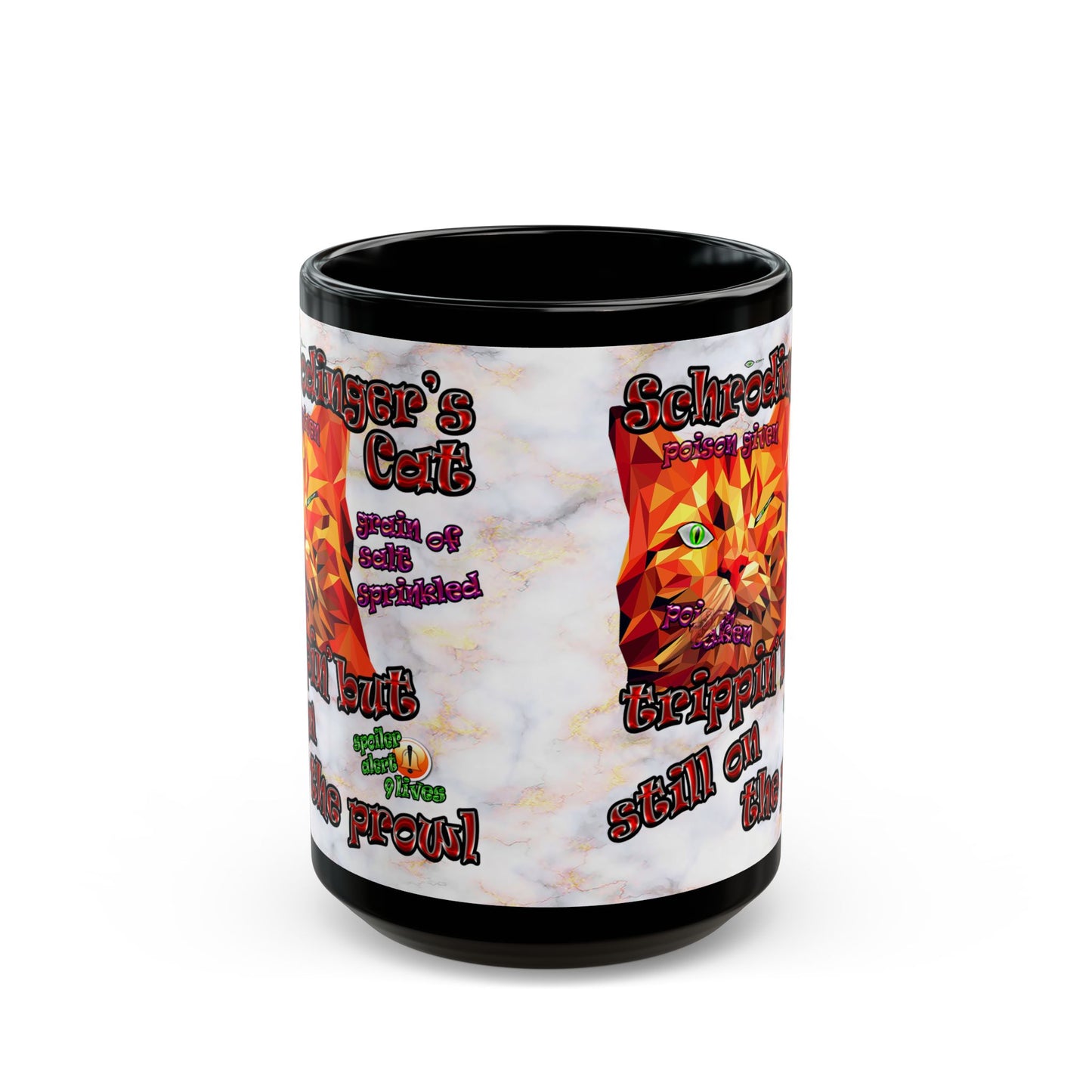 schrodinger's cat - Black Mug (white marble)